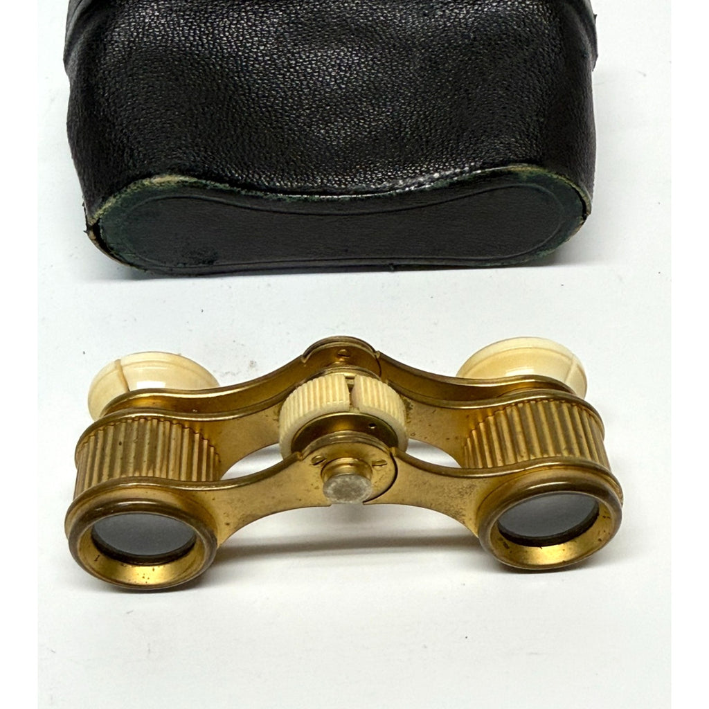 Vintage Askania Werke Berlin Opera Glasses Brass Theater Binoculars w/ Case