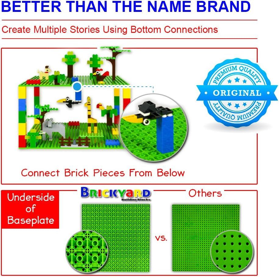 Baseplates, Large Thick Base Plates for Building Bricks, for Activity Table or Displaying Toys
