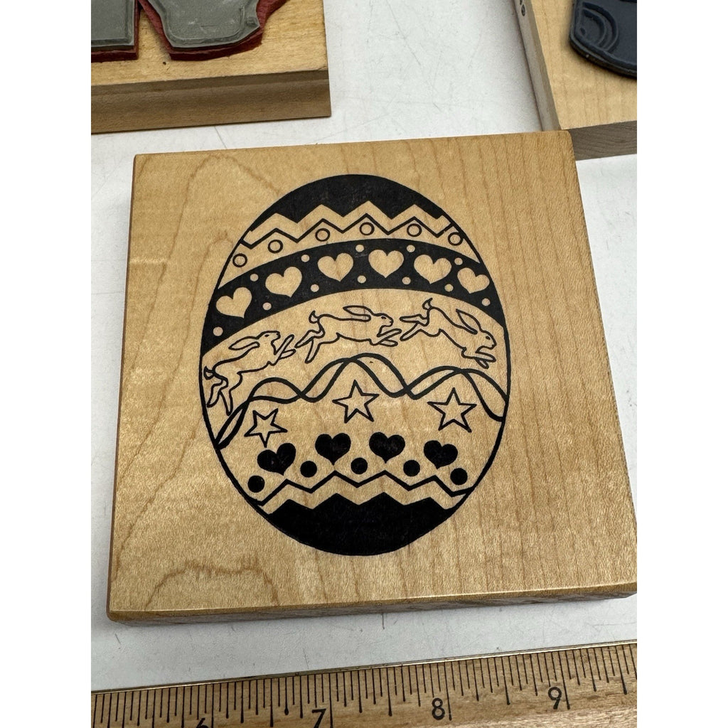 Vintage Lot of 5 NOS Wood Mount Rubber Stamp Land Scape, Rabbits and More