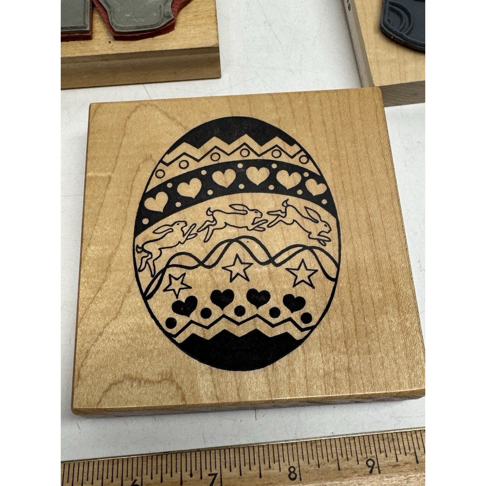 Vintage Lot of 5 NOS Wood Mount Rubber Stamp Land Scape, Rabbits and More