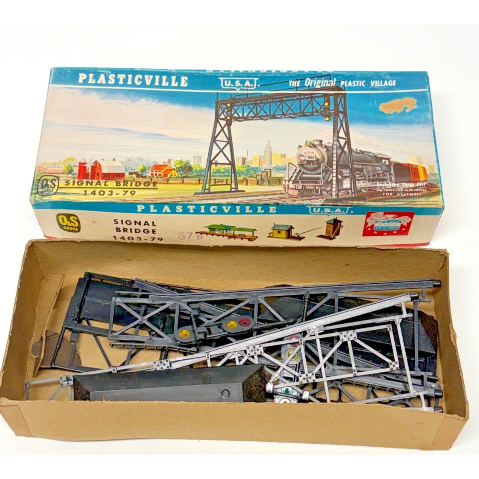 Vintage Plasticville USA O Gauge Signal Bridge 1403-79 Train Boxed Kit Bachmann