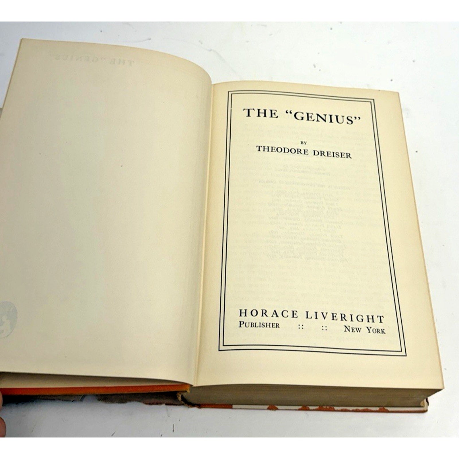 VINTAGE RARE 1931 The Genius by Theodore Dreiser Published by Horace Liveright