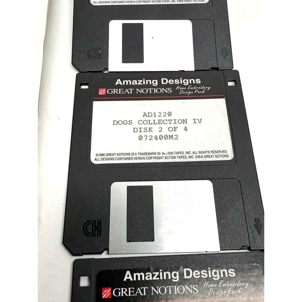 Vintage Amazing Designs Dogs Collection IV Embroidery Design Pack 4 Floppy Disks