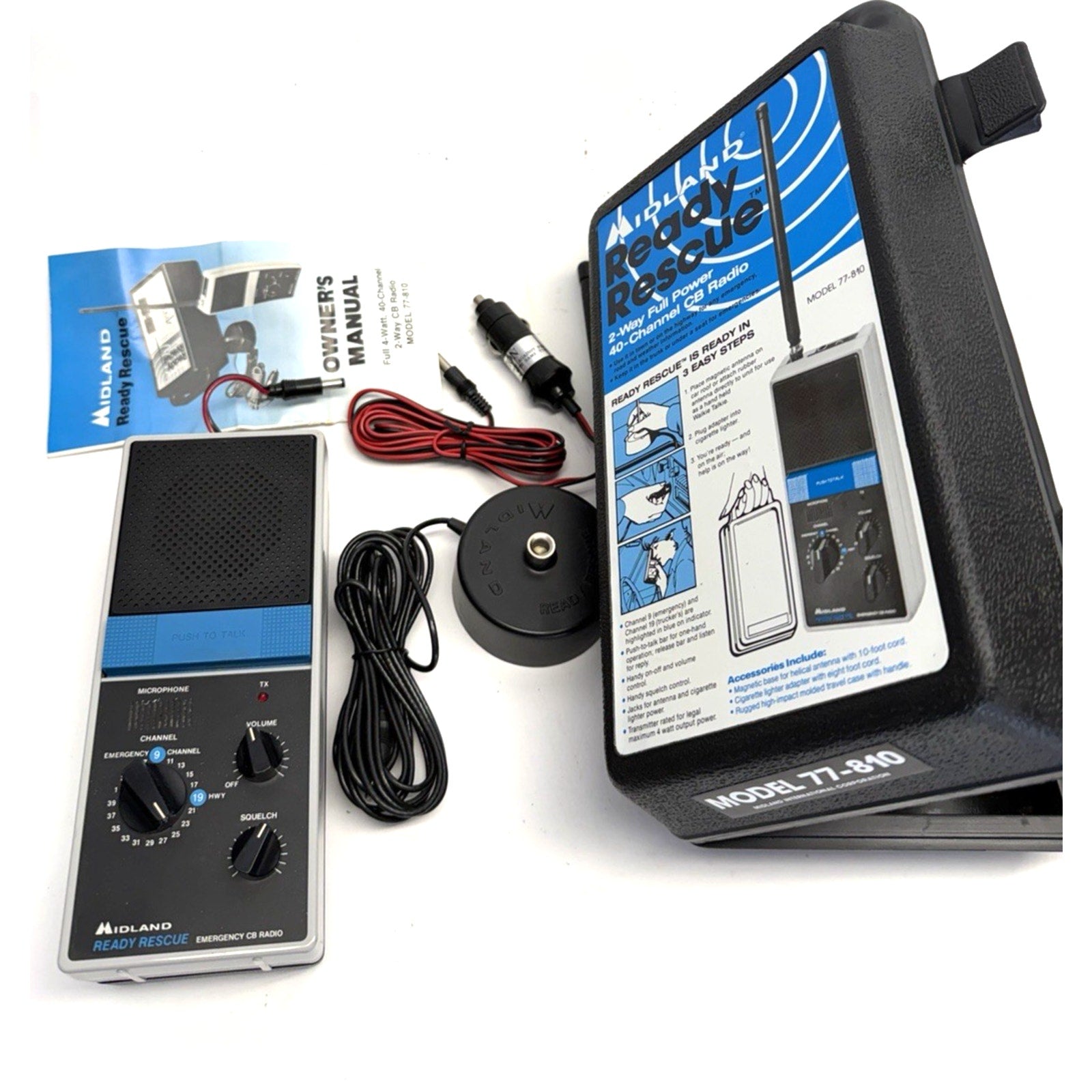 Vintage NOS Midland Handheld CB Radio Ready Rescue 2 way 40 Channel 77-810