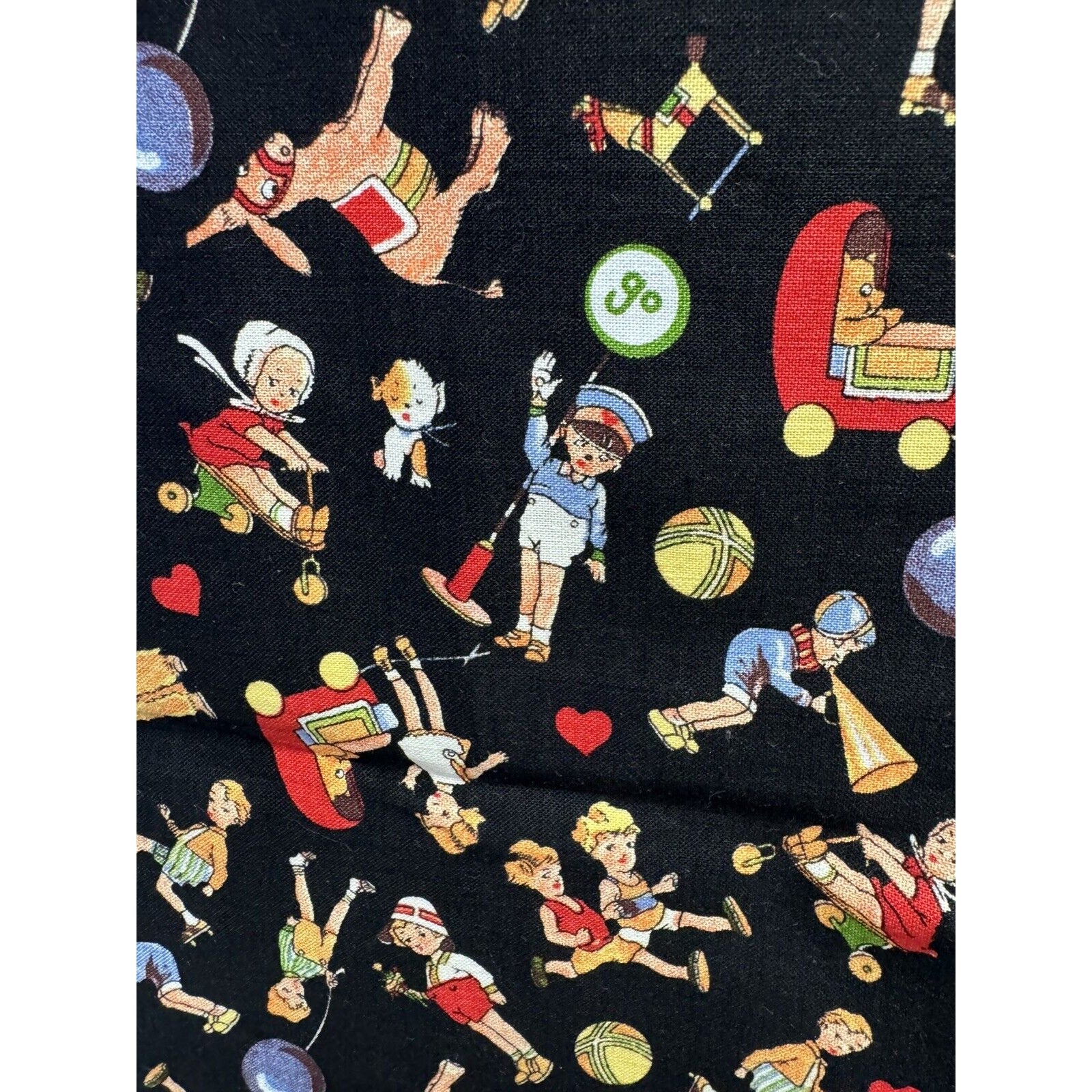 VINTAGE NEW Michael Miller C-221 Quilting Fabric 45"X18" Kids Donkies Baloons