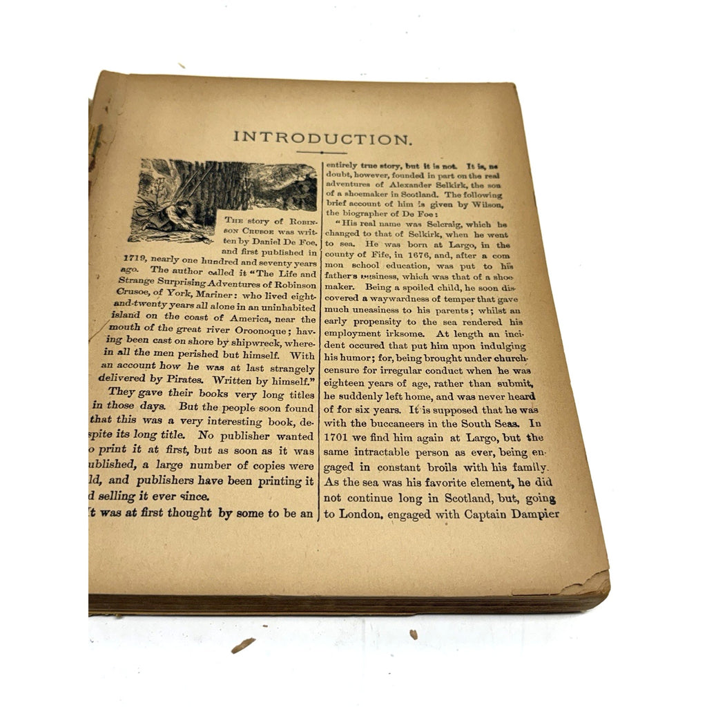 Vintage 1887 Book ROBINSON CRUSOE DE FOE ILLUSTRATED Worthington