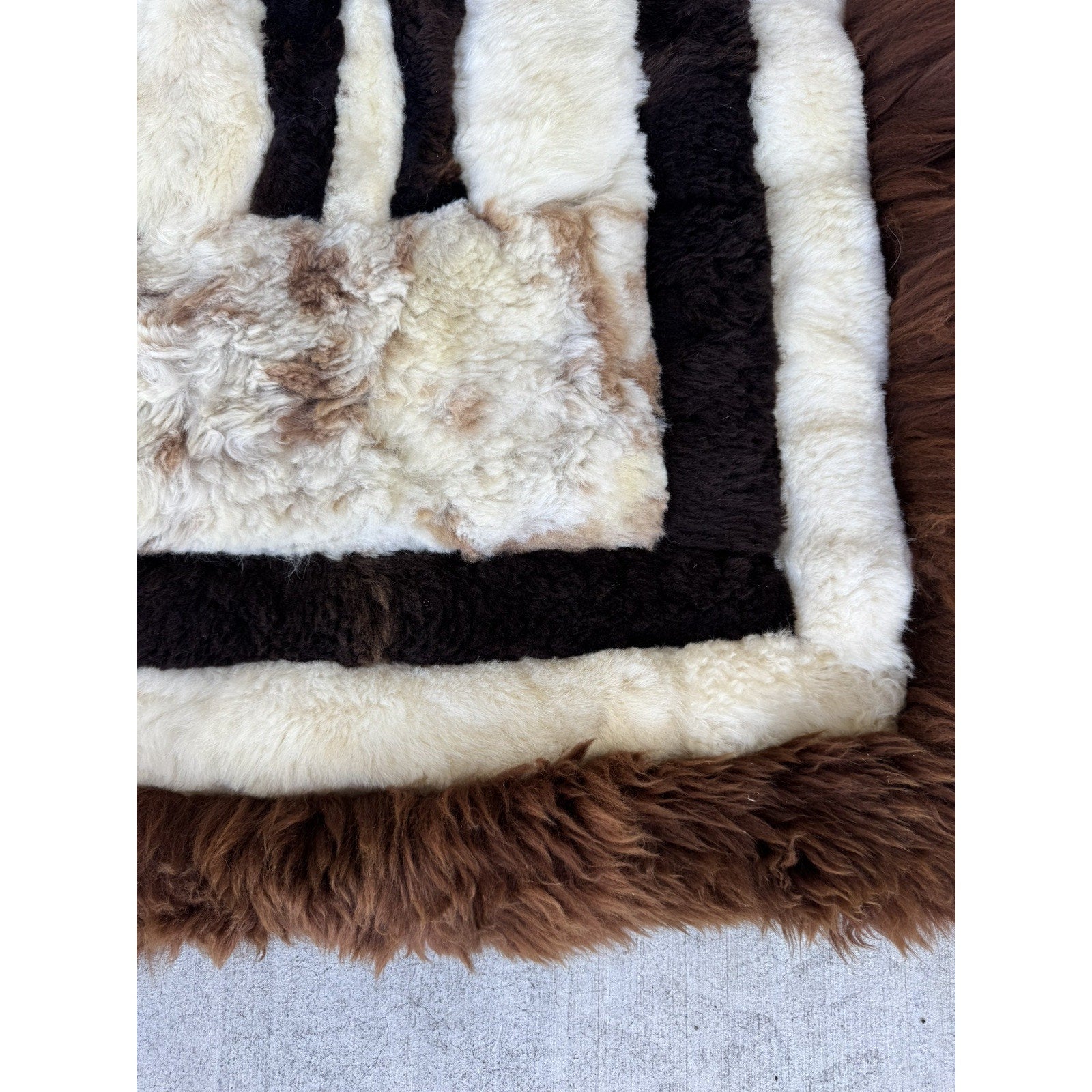 Vintage RARE Alpaca Llama Fur Throw Rug Handmade Wall Hanging Tapestry 60”X 46"