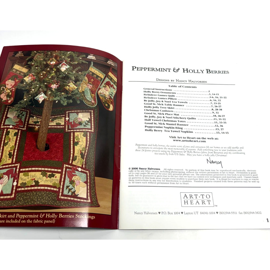 VTG PEPPERMINT & HOLLY BERRIES. Art-To-Heart pattern book by Nancy Halvorsen