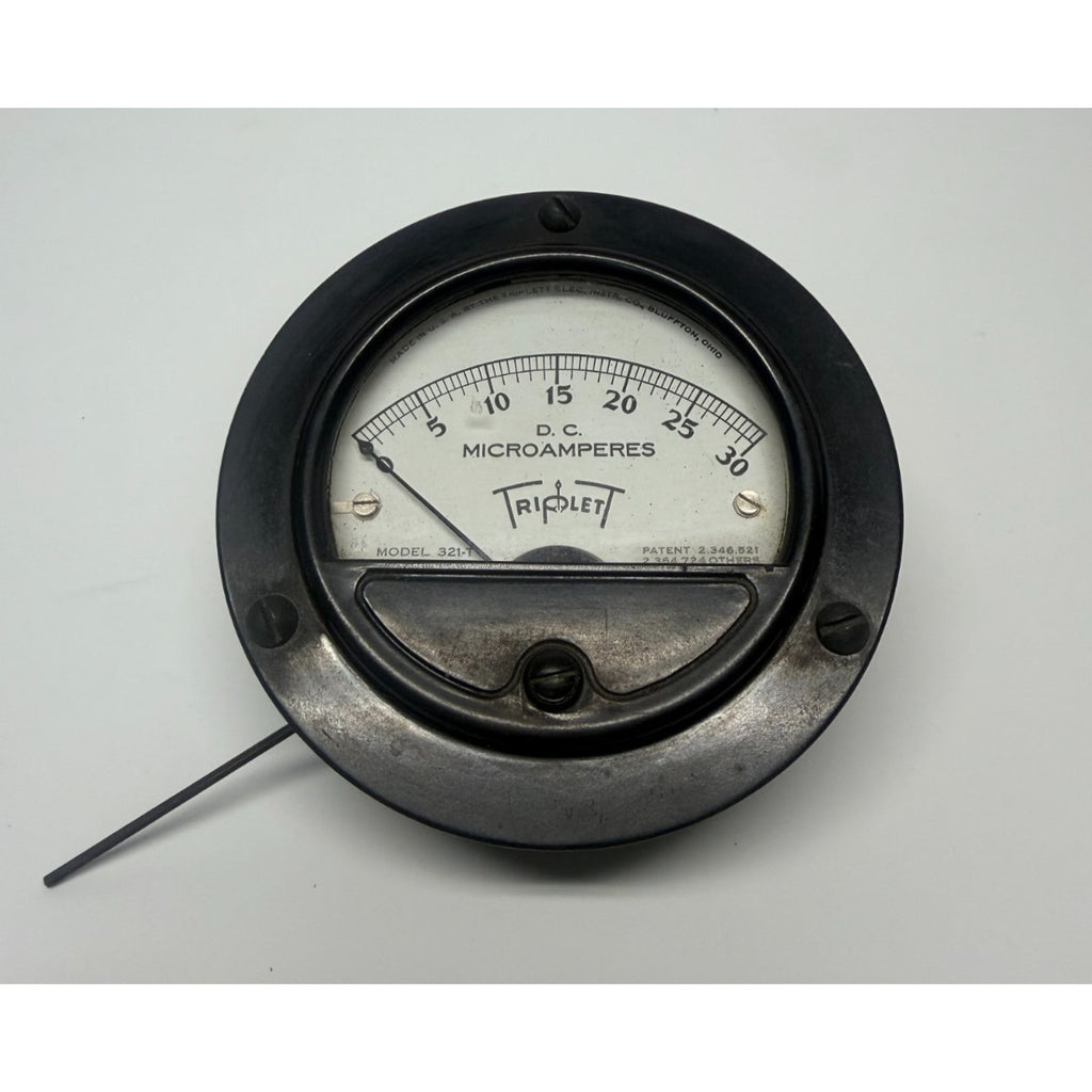 Vintage Triplett Model 321-T DC Microamperes Meter Round Bakelite Panel Gauge