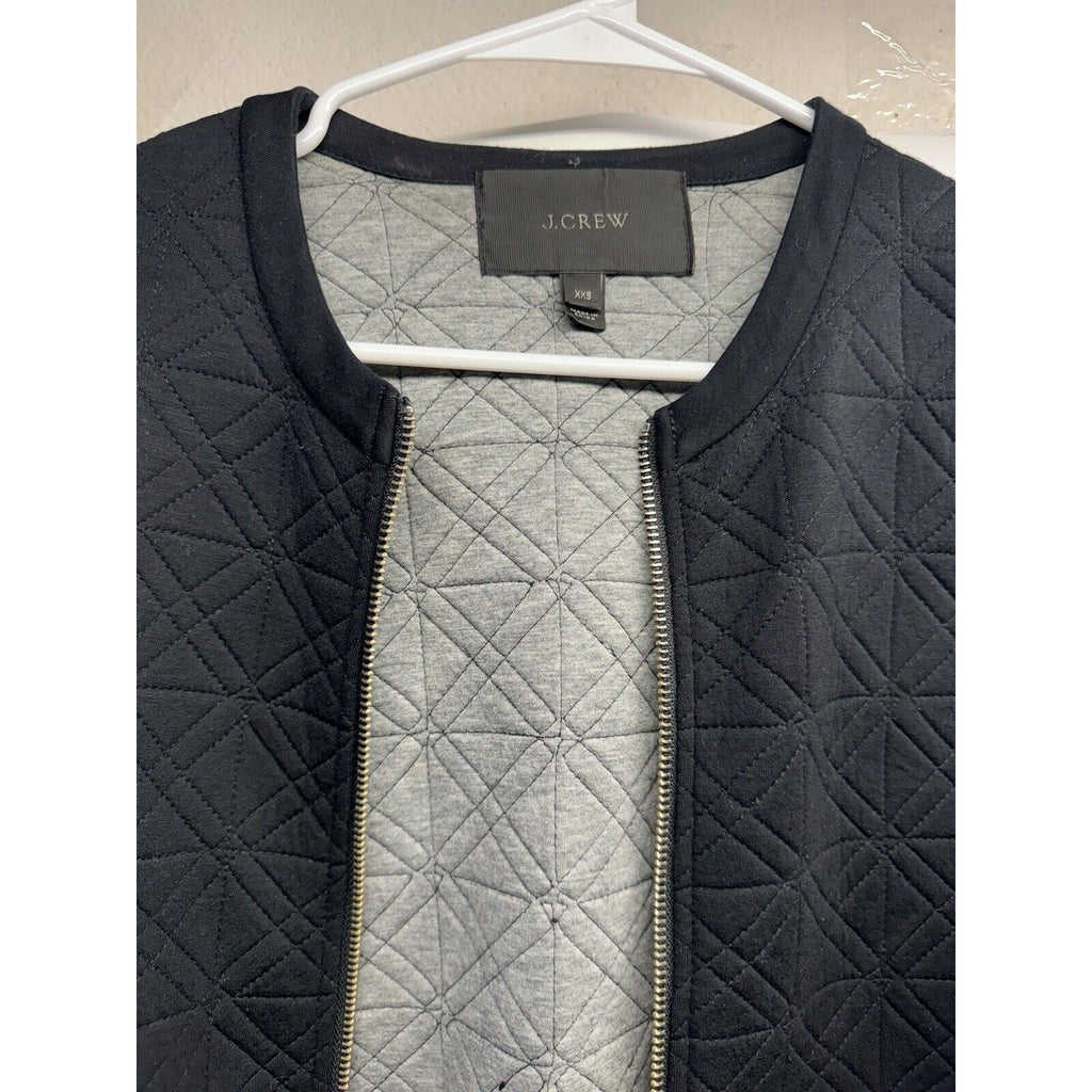 VINTAGE J Crew Jacket Womens XXS Black Quilted Full Zip Bomber Neoprene