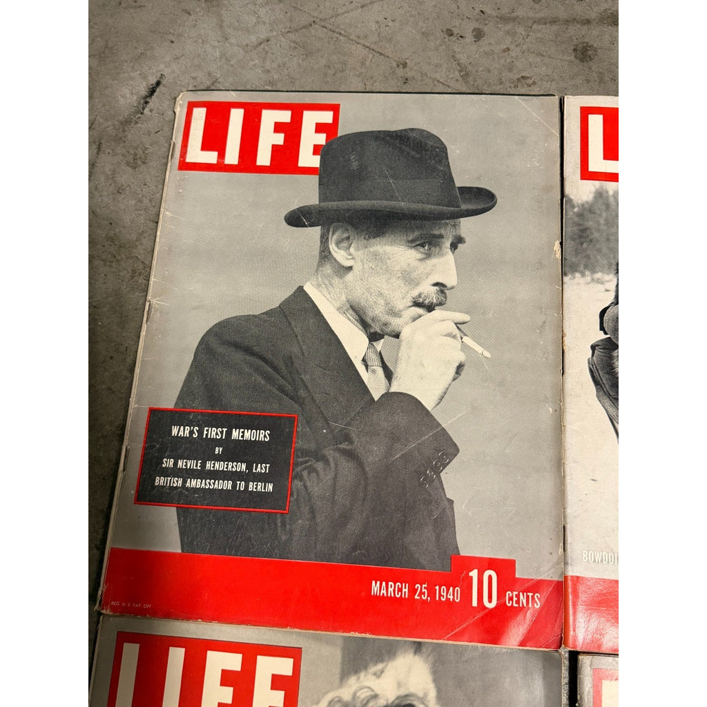 Vintage Lot of 4 LIFE Magazines 1938-1940 WWII Era Poilu Mary Martin