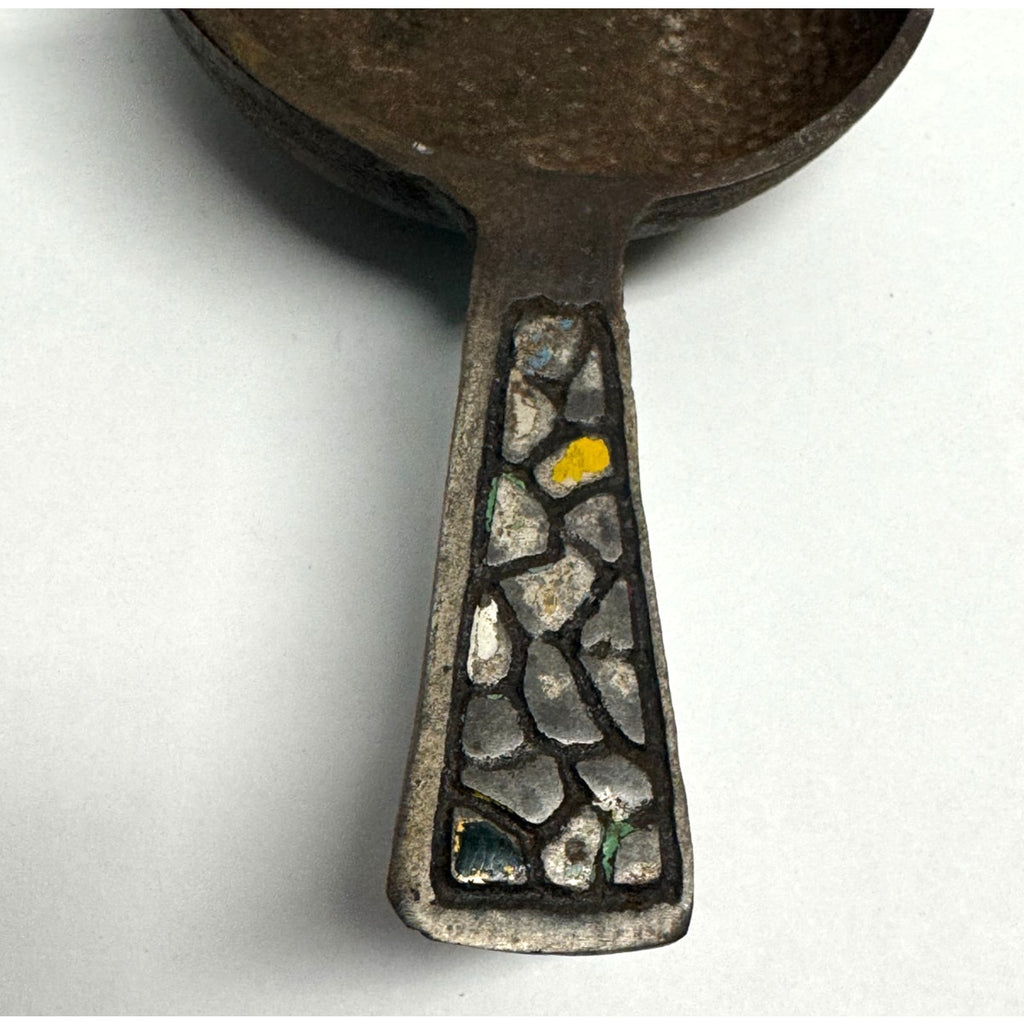 VTG Mid-Century Antique BRASS MOSAIC "SKILLET" ASHTRAY - DAYAGI MADE IN ISRAEL