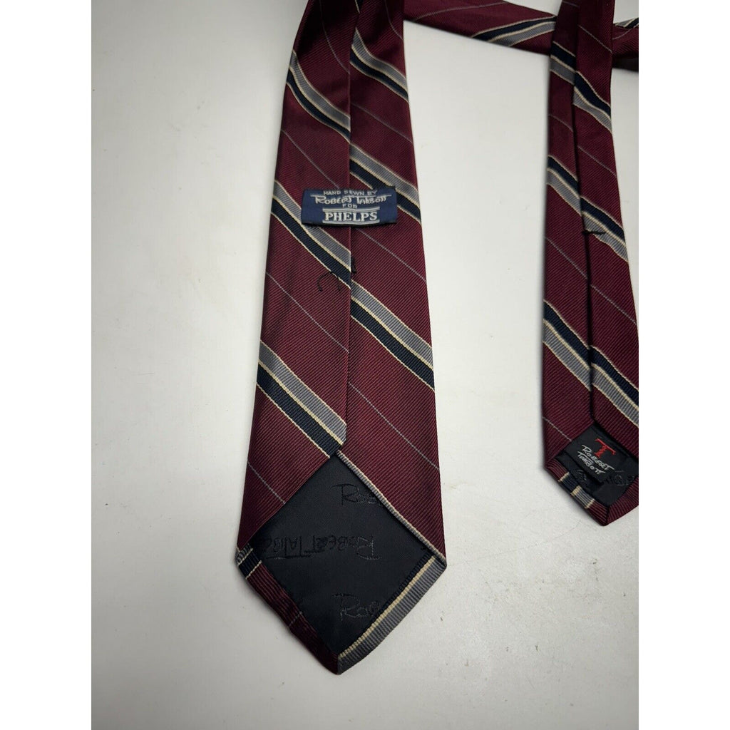 VINTAGE Robert Talbott Men's Red Striped 100% Silk Necktie