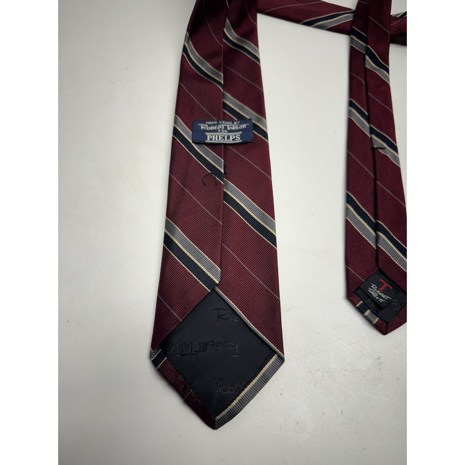 VINTAGE Robert Talbott Men's Red Striped 100% Silk Necktie