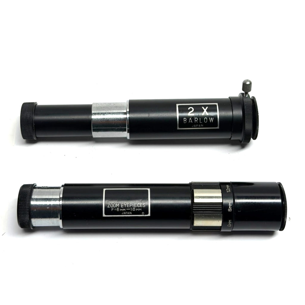 Vintage lot of 2 Telescope Set: 2X Barlow Lens & 6mm-18mm Zoom Eyepiece