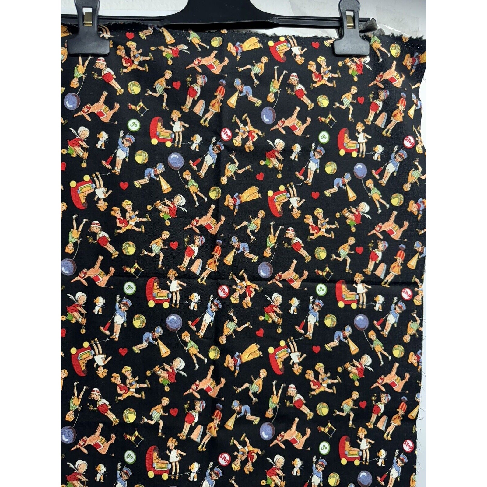 VINTAGE NEW Michael Miller C-221 Quilting Fabric 45"X18" Kids Donkies Baloons