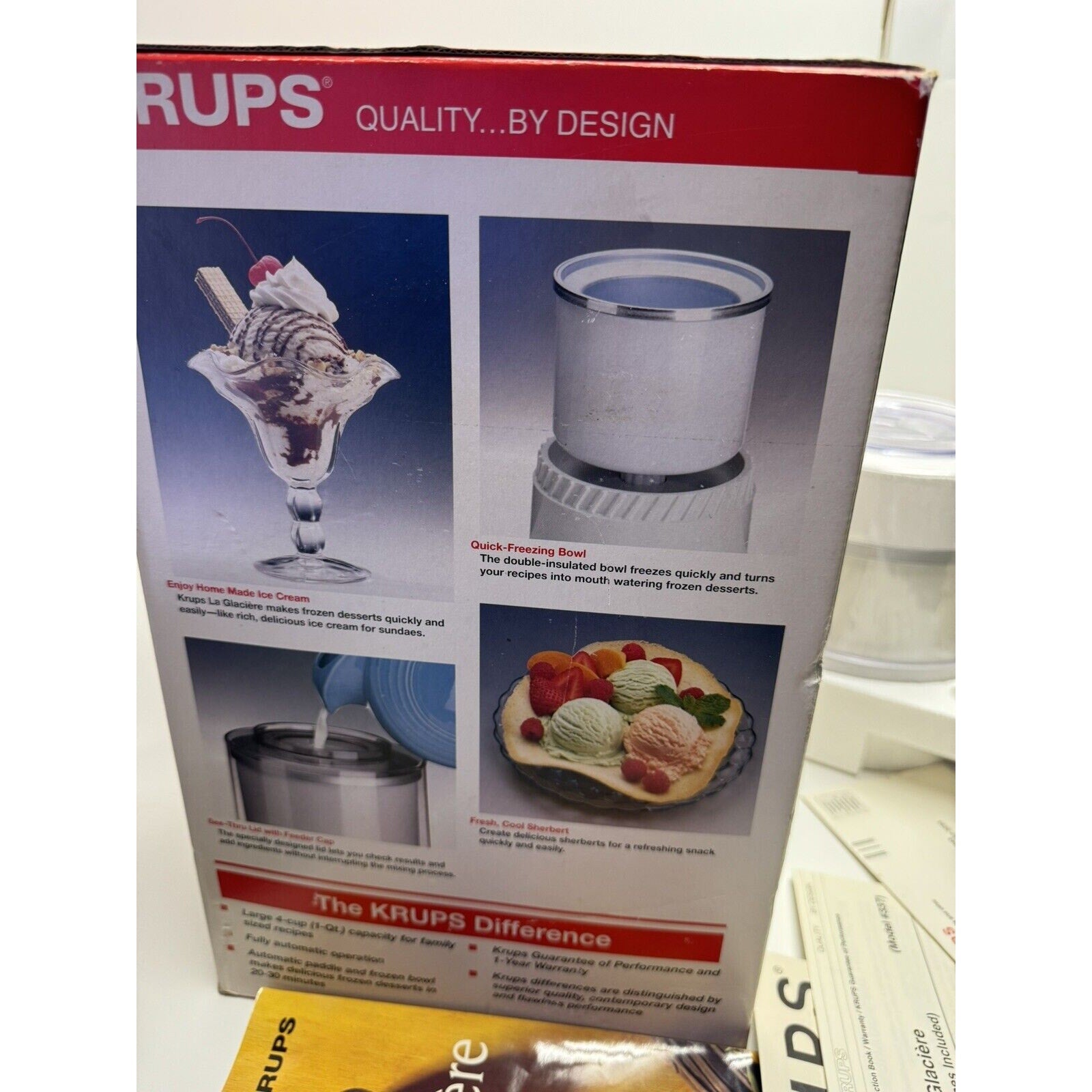 Vintage NOS Krups La Glaciere 1 Qt Auto Ice Cream Maker Model 337 MADE IN ITALY