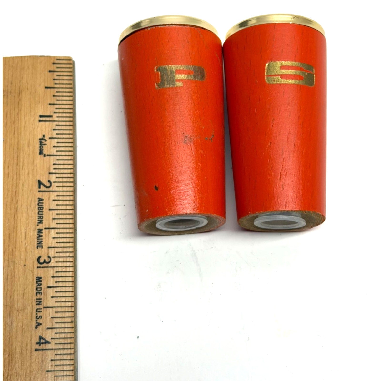 Vintage MCM Atomic Era Wooden Salt And Pepper Shaker Set Grt