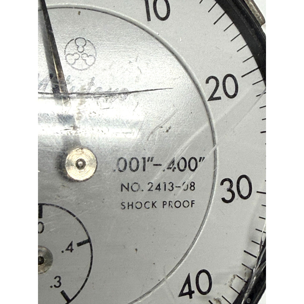 Vintage Mitutoyo 2413-08 Dial Indicator .001"-.400" Balanced Scale Shock Proof