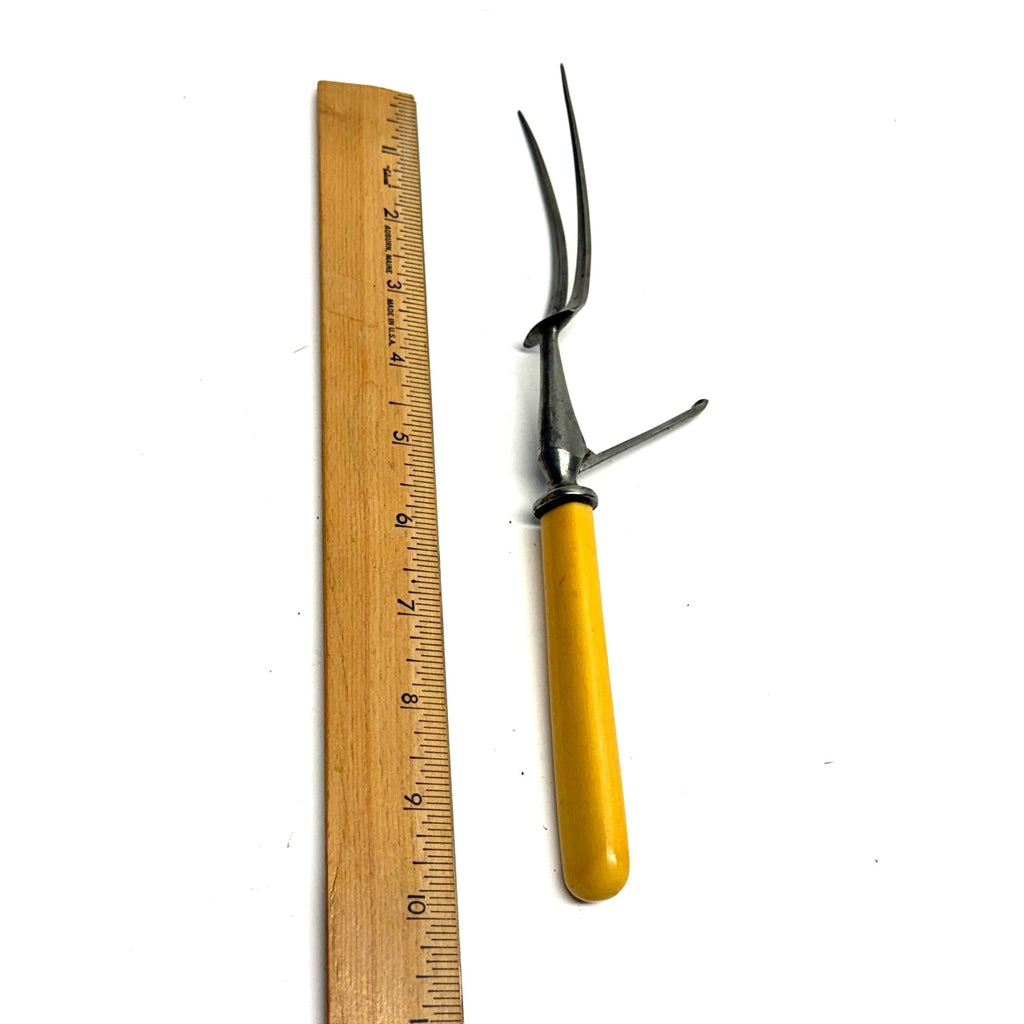 Vintage '20's Kickstand Serving Fork with Trim & Bakelite Handle 10"