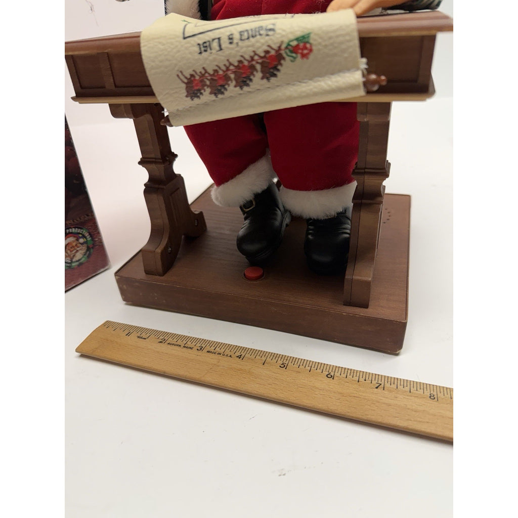 Vintage 1995 Gemmy North Pole Productions Singing Christmas Santa at His Desk