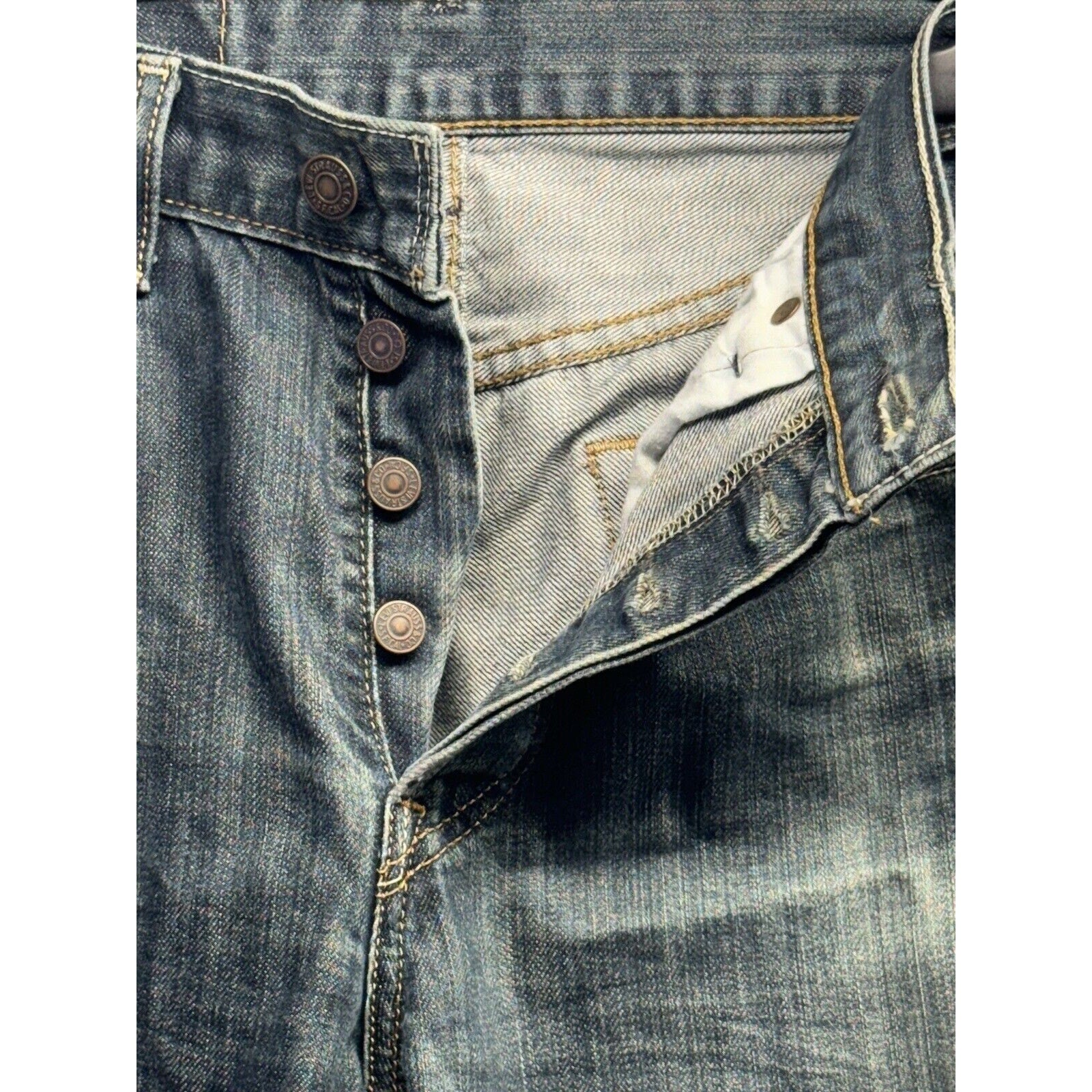 Levis 501 xx Mens 28x30 Dark Blue Denim Straight Button Fly Made In Egypt