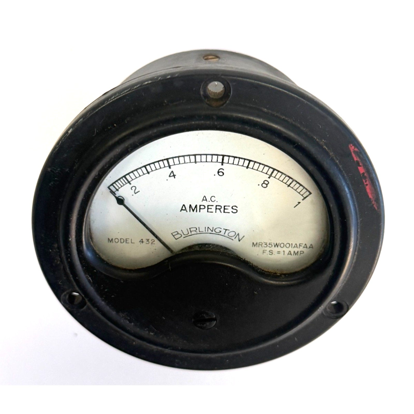 Vintage Burlington Model 432 AC Amperes Panel Meter 1A FS MR35W001AFAA Tested