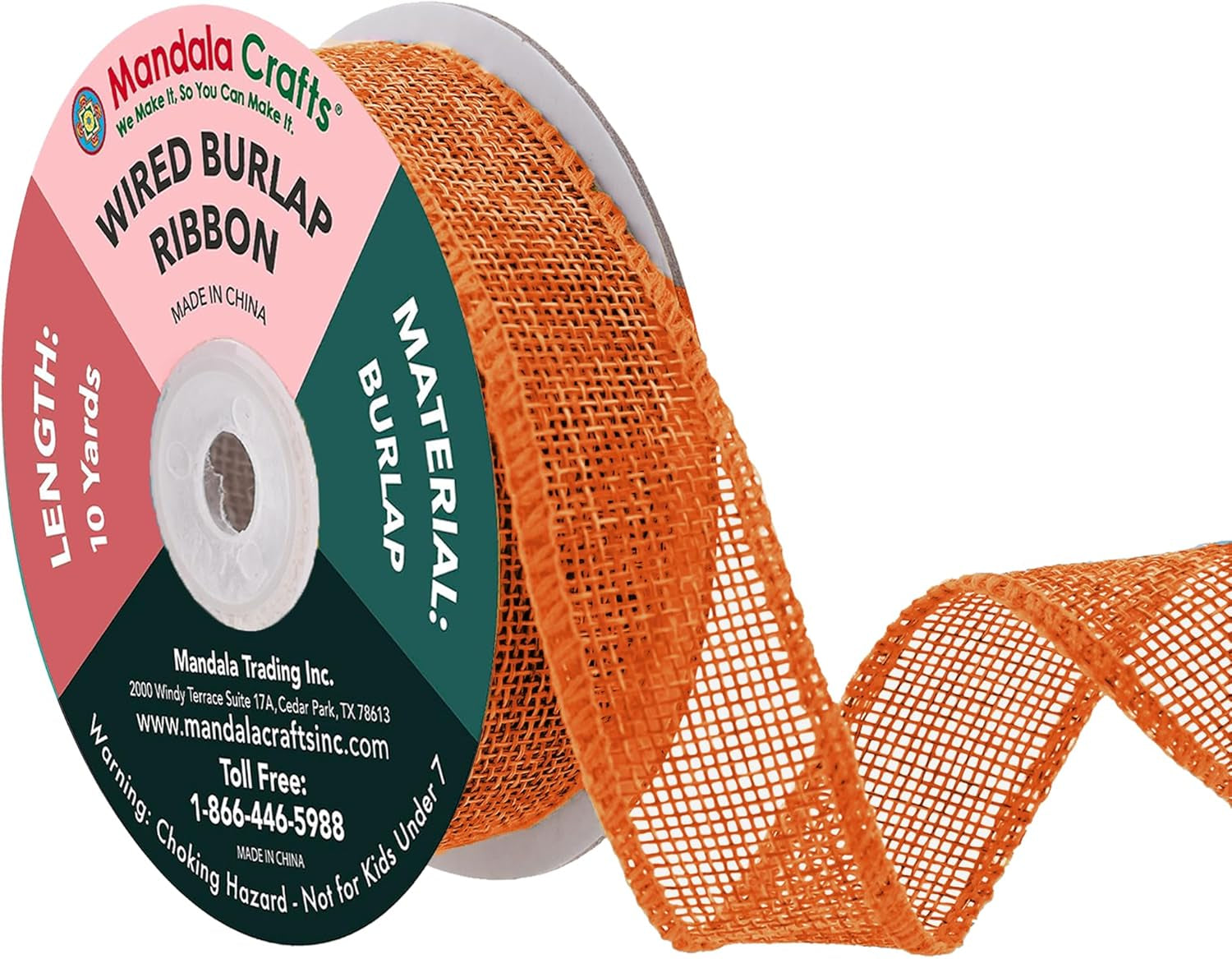 Orange Burlap Wired Ribbon 1 Inches Wide Jute Ribbons for Crafts - 10 Yds Roll Rustic Burlap Wrap Trim Ribbons for Wreaths Bows Party Decoration