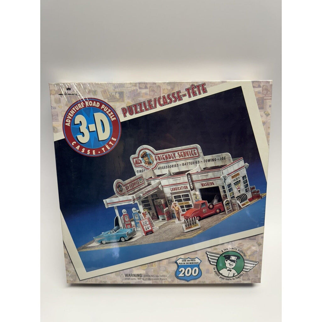 VINTAGE SEAL Hallmark 3-D Adventure Road Jigsaw Puzzle Al's Friendly Gas Station
