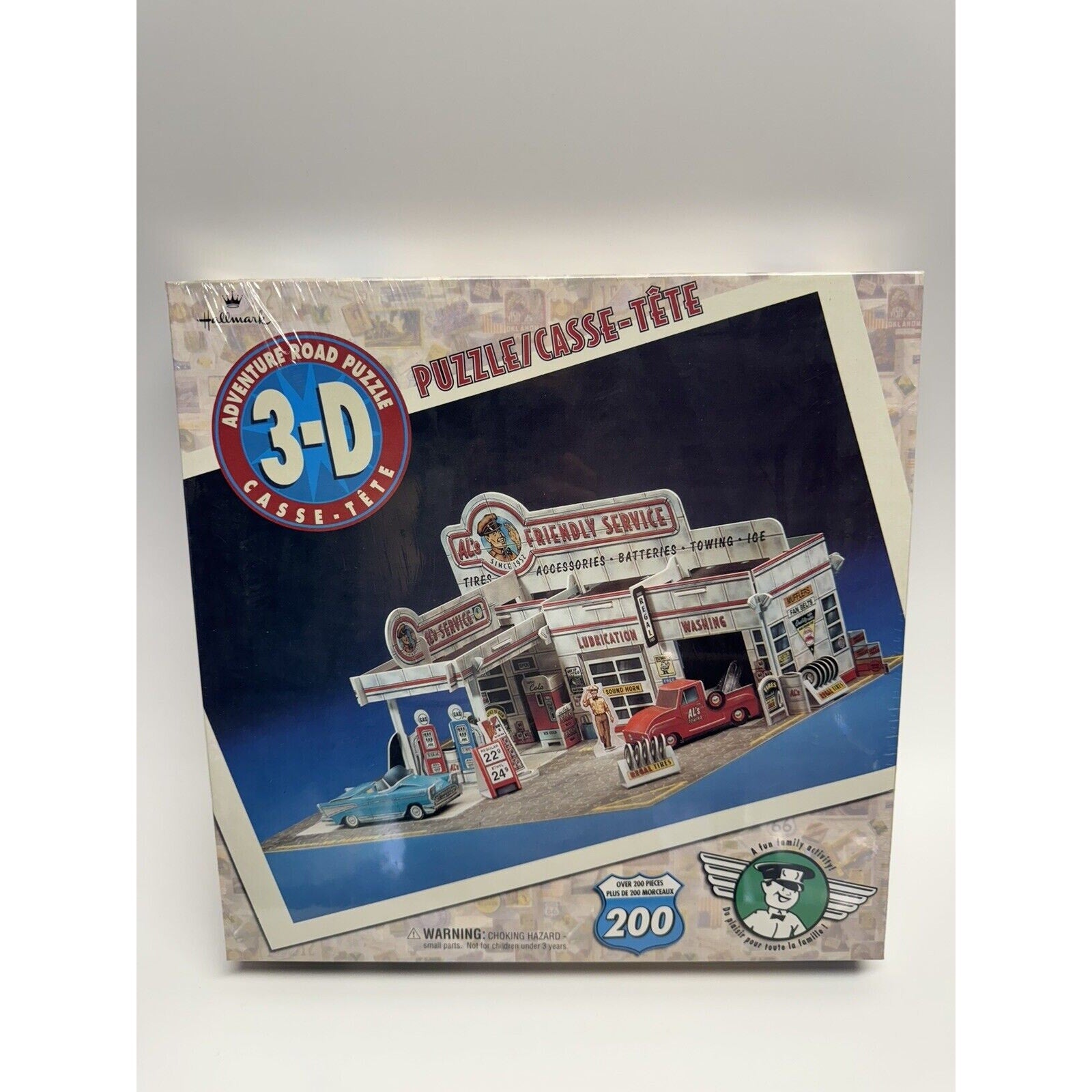 VINTAGE SEAL Hallmark 3-D Adventure Road Jigsaw Puzzle Al's Friendly Gas Station