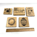 Vintage Lot of 5 NOS Wood Mount Rubber Stamp Land Scape, Rabbits and More