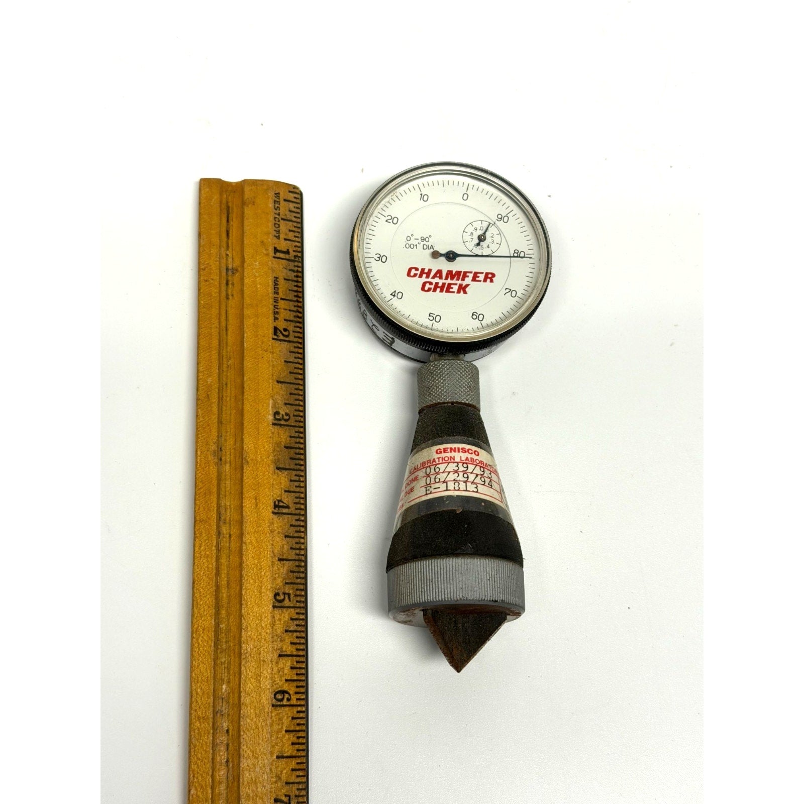 Vintage SPI Chamfer Chek Dial Gage 0-90 Major Diameter Indicator Tool TESTED
