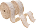 Burlap and Lace Ribbon 1 Inch Wide Jute Ribbons for Crafts - 20 Yds Roll Rustic Burlap Wrap Trim Ribbons for Wreaths Bows Wedding Party