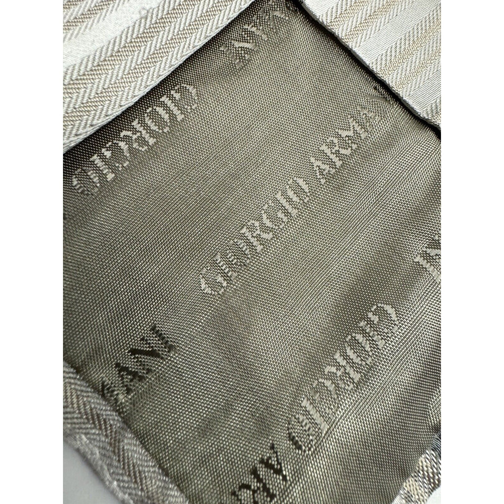 VINTAGE NOS GIORGIO ARMANI NECKTIE 100% SILK Made ITALY Beige/Gray w/ Tag