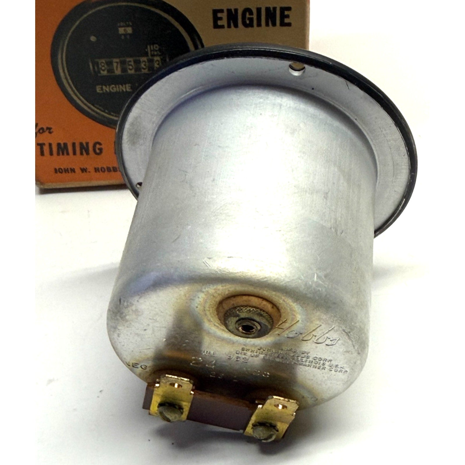 Vintage John W Hobbs Stewart Warner Engine Hour Meter MI-962-1 Volts 24