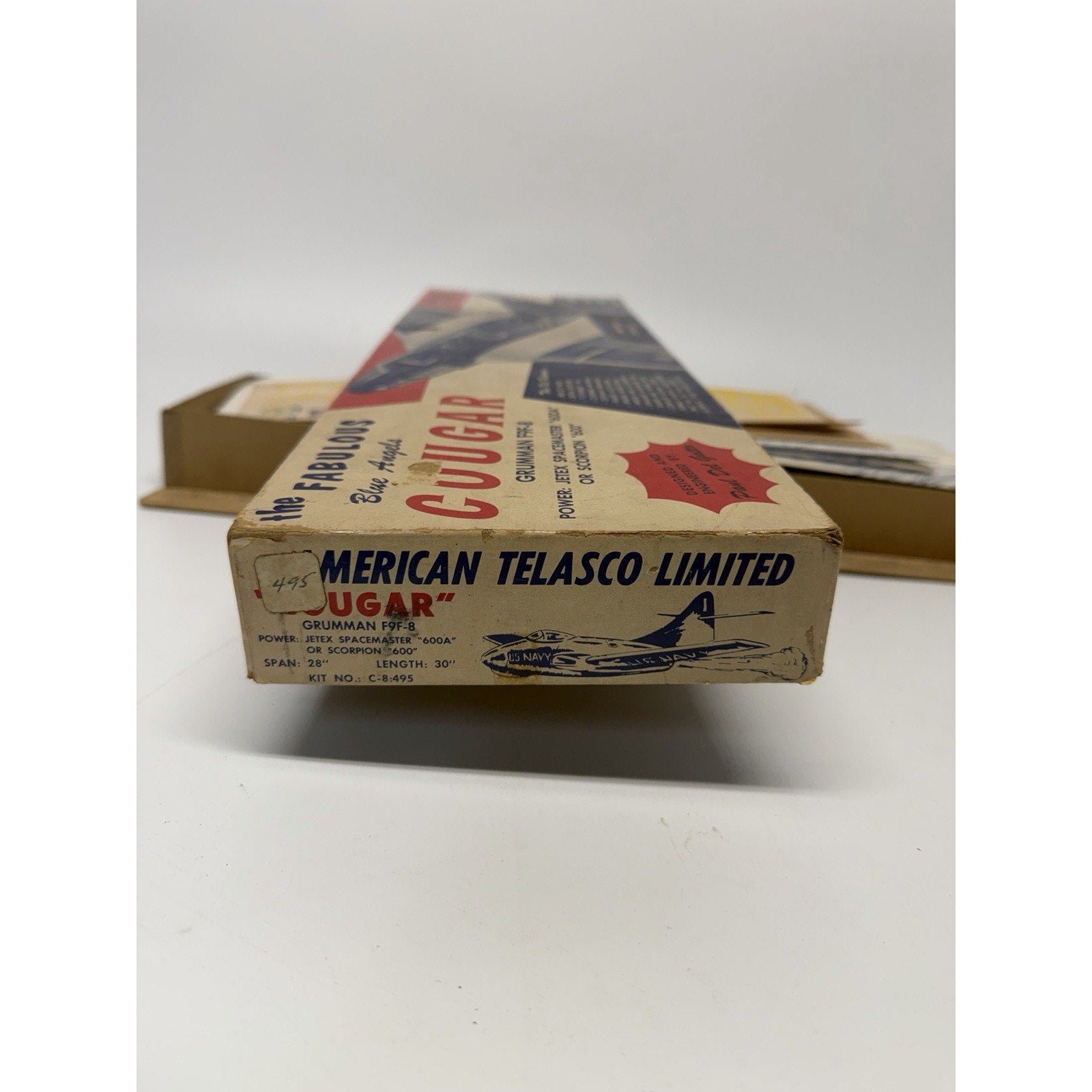 VTG AMERICAN TELASCO F9F-8 "COUGAR" JETEX POWER FREE FLIGHT MODEL AIRPLAIN KIT