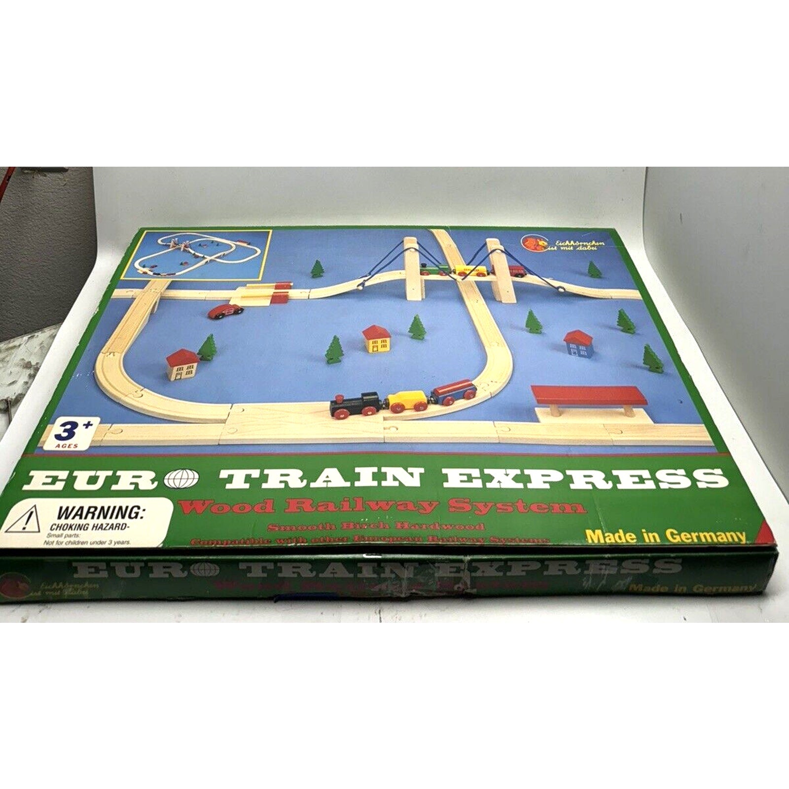 Vintage NOS EURO TRAIN EXPRESS Wooden Magnetic Railroad Train Set Made Germany