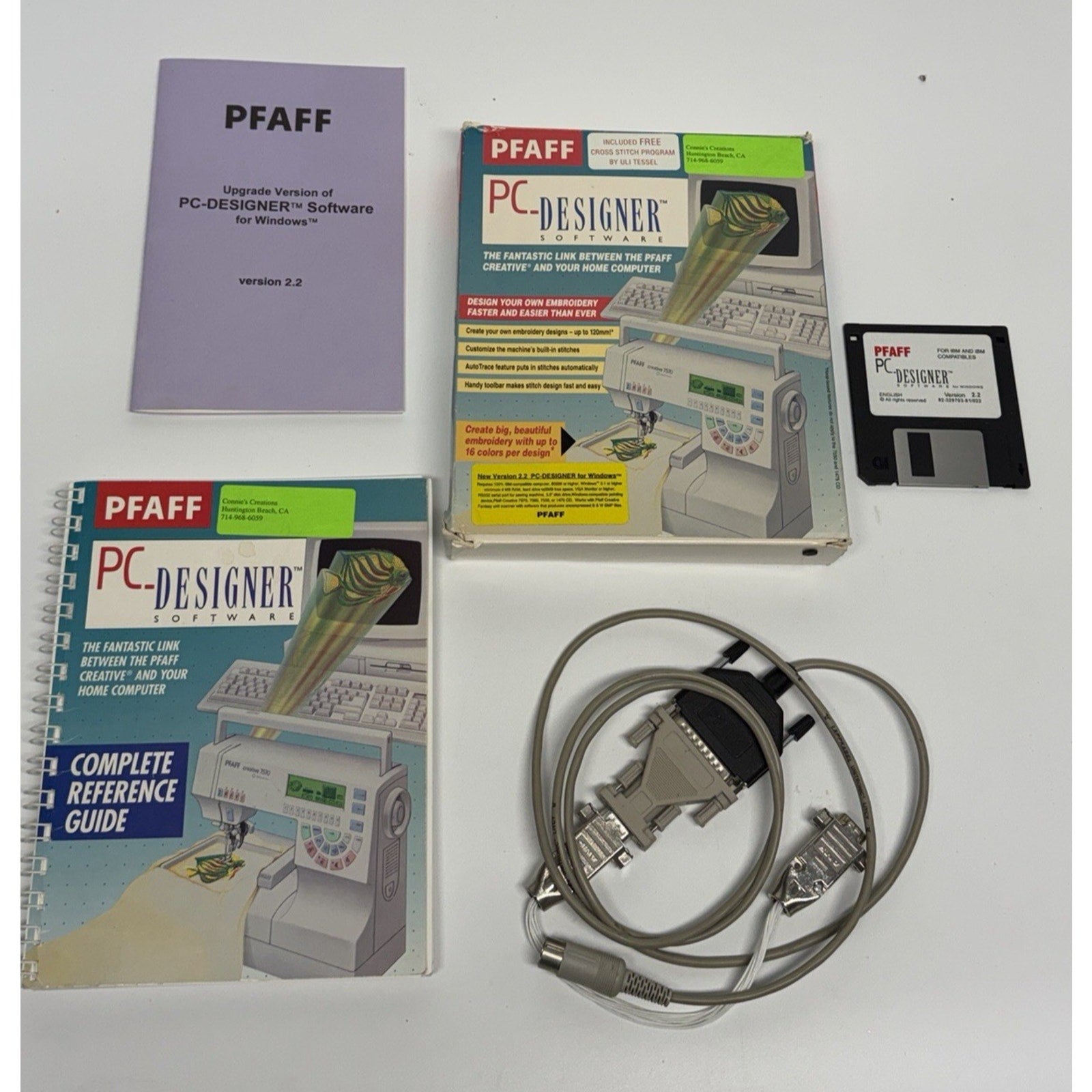 VINTAGE Pfaff 7550 7570 1475 PC Designer Software & Cable HTF for WINDOWS