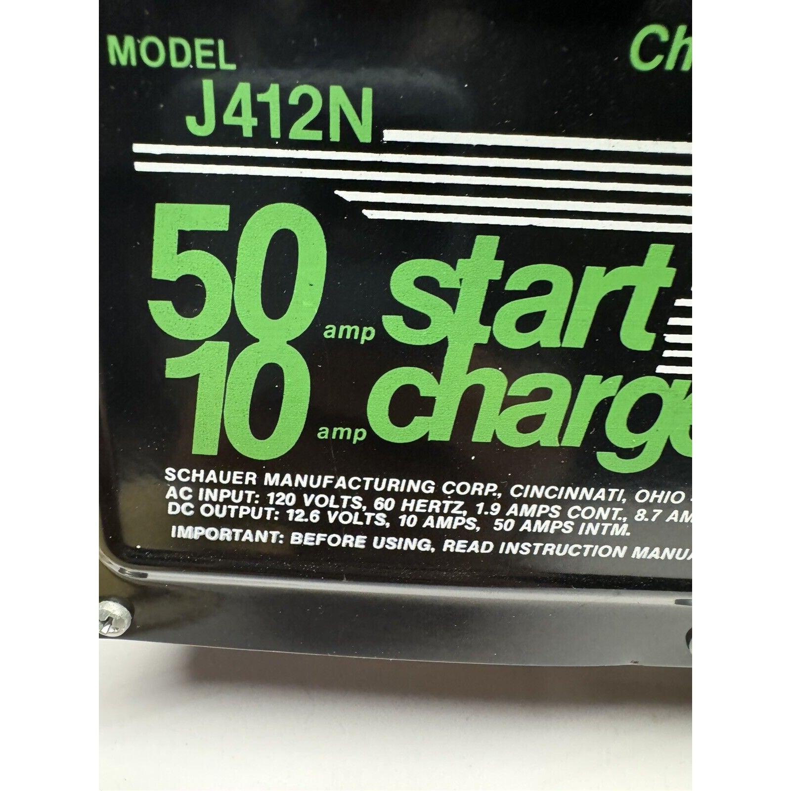 VINTAGE NOS Schauer 50 AMP Start / 10 AMP Battery Charger Starter Model J412N