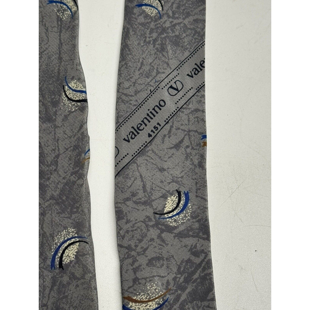 Vintage Valentino 100% Silk Tie # 4151 Gray Marble Made in Italy