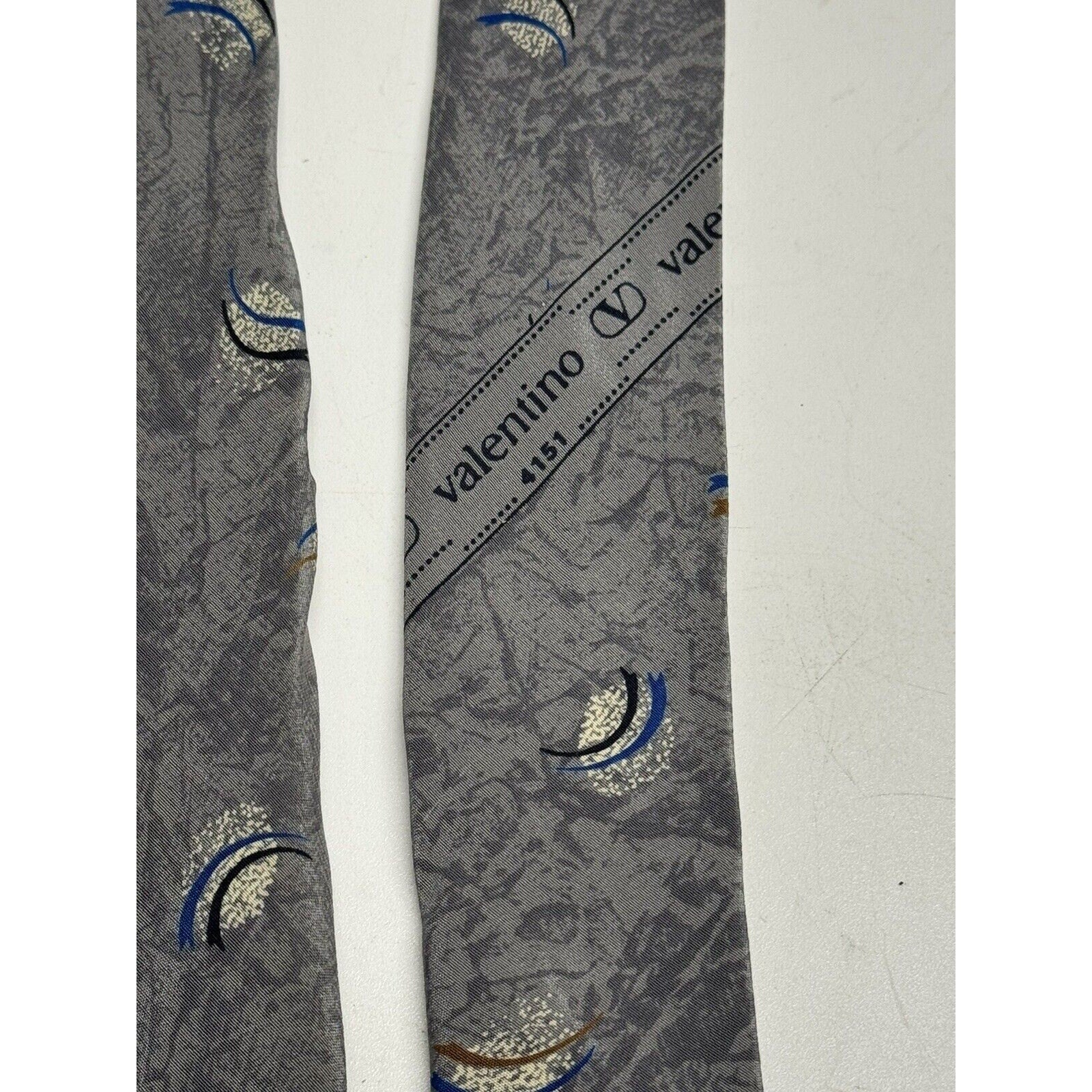Vintage Valentino 100% Silk Tie # 4151 Gray Marble Made in Italy