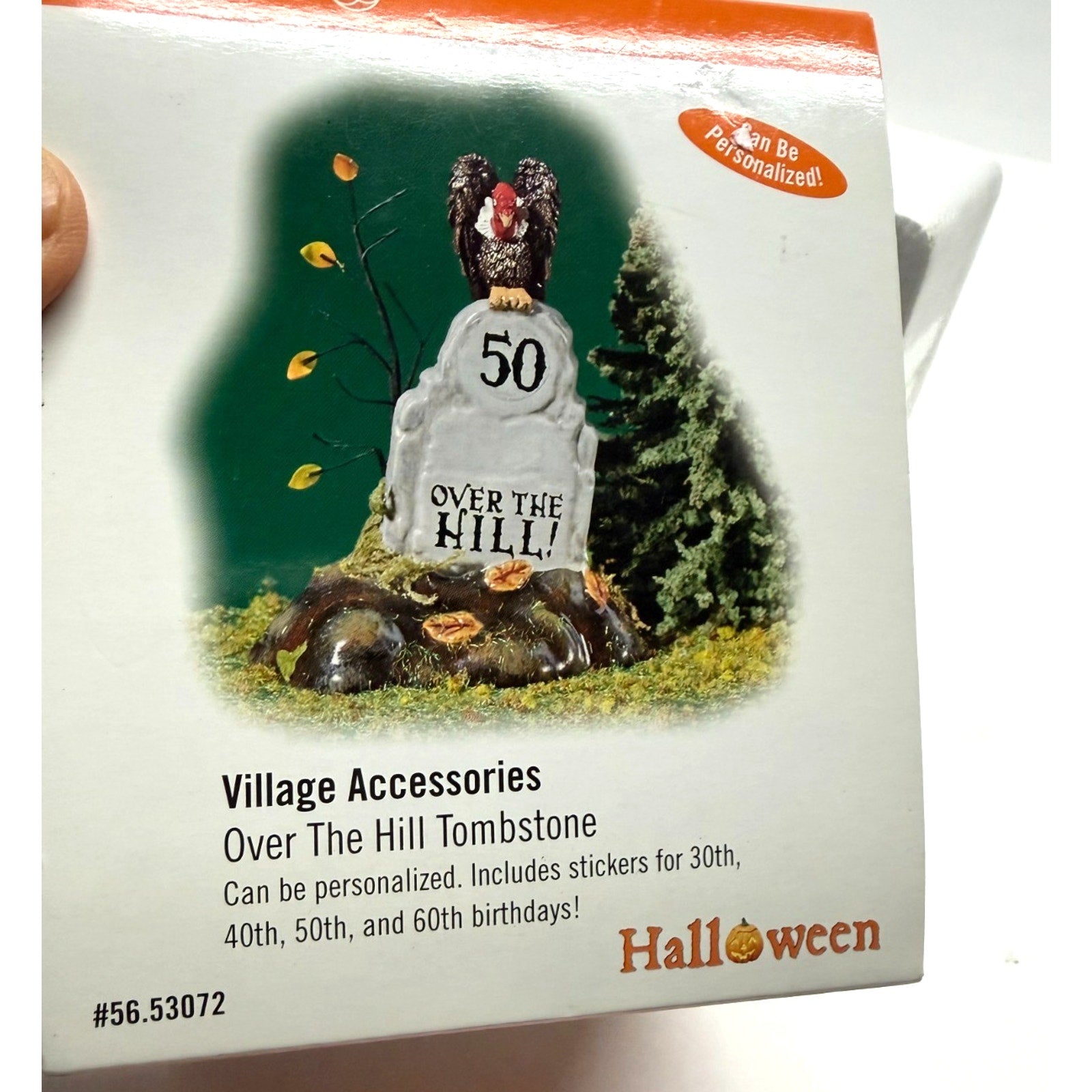 Vintage Dept 56 53072 NEW over the hill tombstone Halloween village accessory
