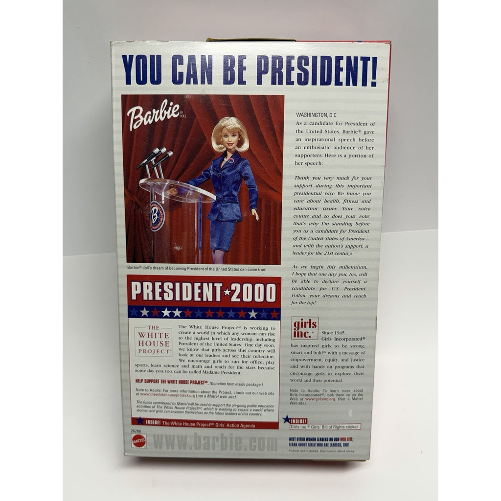 VINTAGE NOS 1999 Vote for Barbie 2000 For President! Exclusive Toy R Us #26288