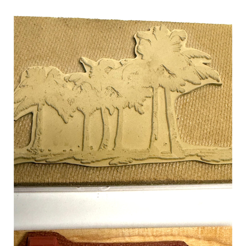 Vintage Lot Of 3 Wood Mounted Rubber Stamp Crafting