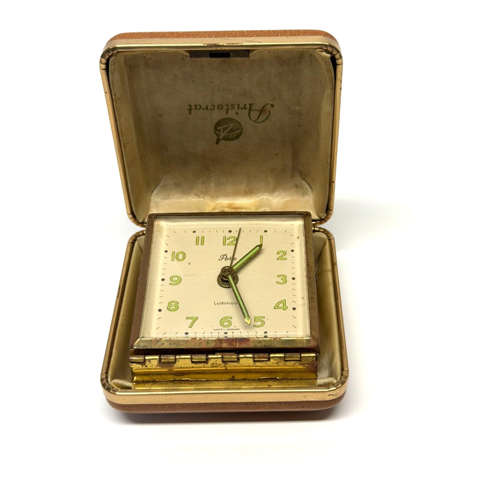 Vintage Aristocrat Artco Luminous Travel Alarm Clock West Germany - Untested