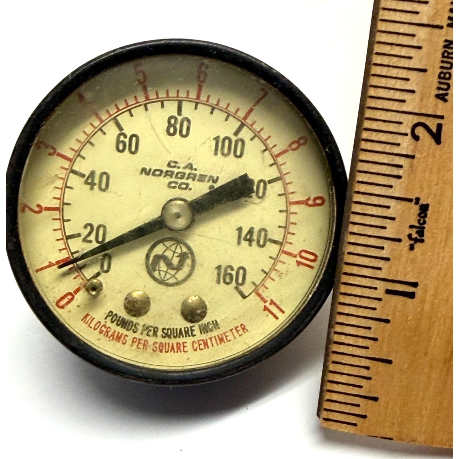Vintage C.A. Norgren Pressure PSI Gauge 0-160 Pounds & Kilograms