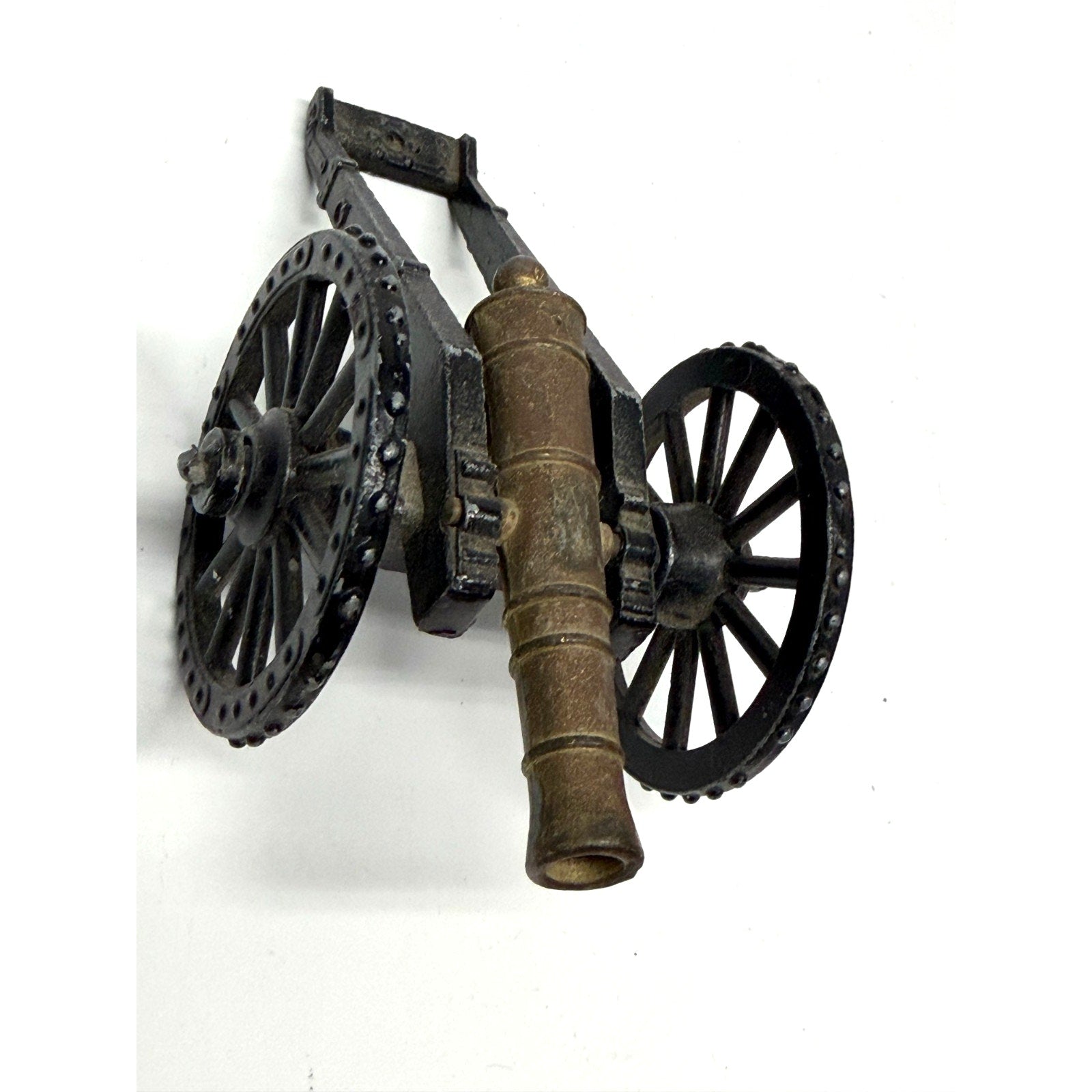 VTG 2 pc lot Vintage Penn Craft Cannon Cast Iron Brass Lot Toy Civil 3”, 4.5”