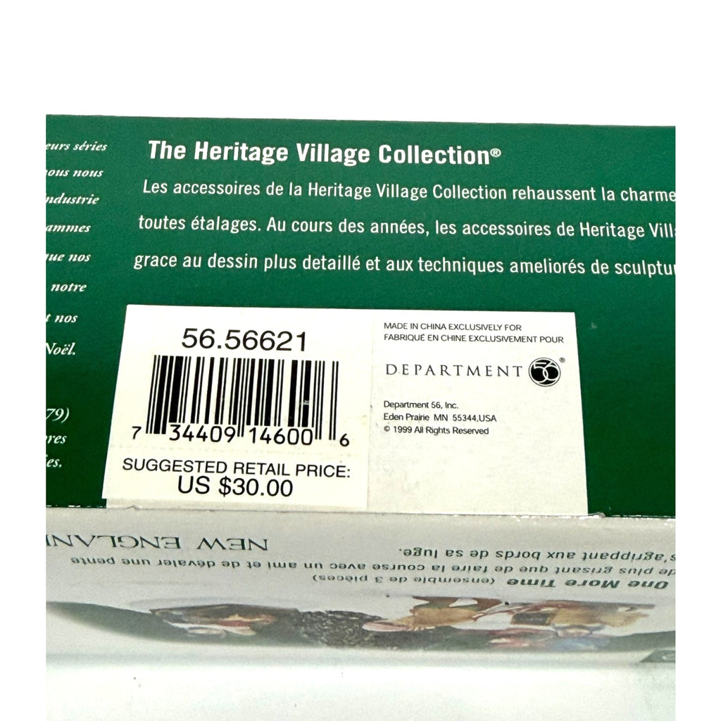 Vtg Dept 56 New England Village Lets Go One More Time 56.56621 3 Pc Set In Box