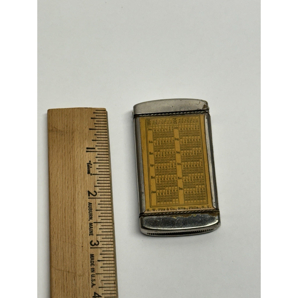 VINTAGE 1904 Metal Case Pocket Calendar H.W. Pitts & CO, Philadelphia, N.Y.