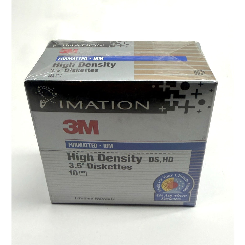 Vintage lot of 10 - 3M High Density 3.5" Diskettes IBM Formatted DS HD NEW!